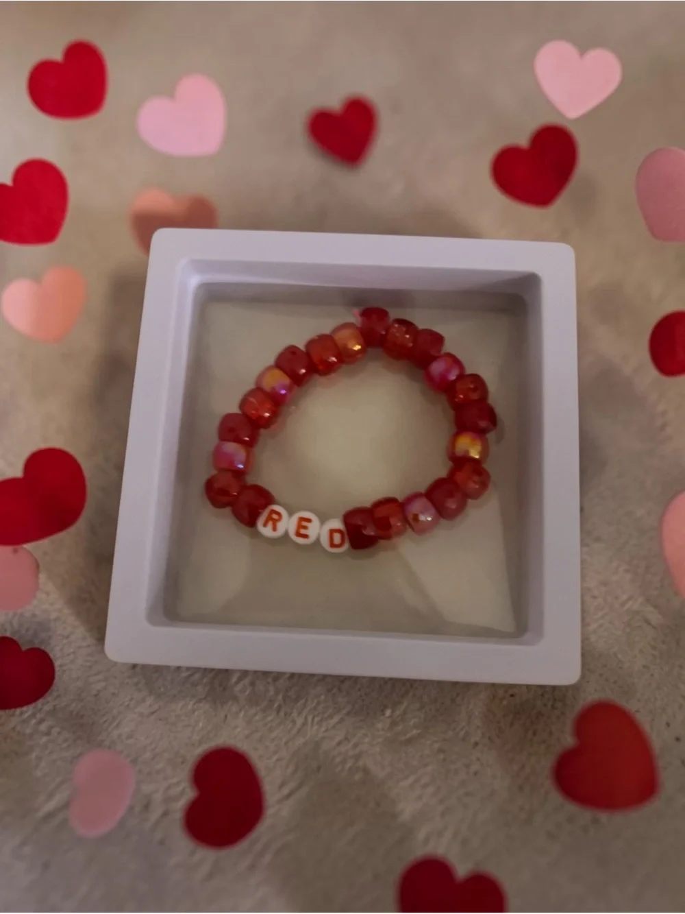 Beaded 'RED' Stretch Bracelet - Red Mixed Beads new